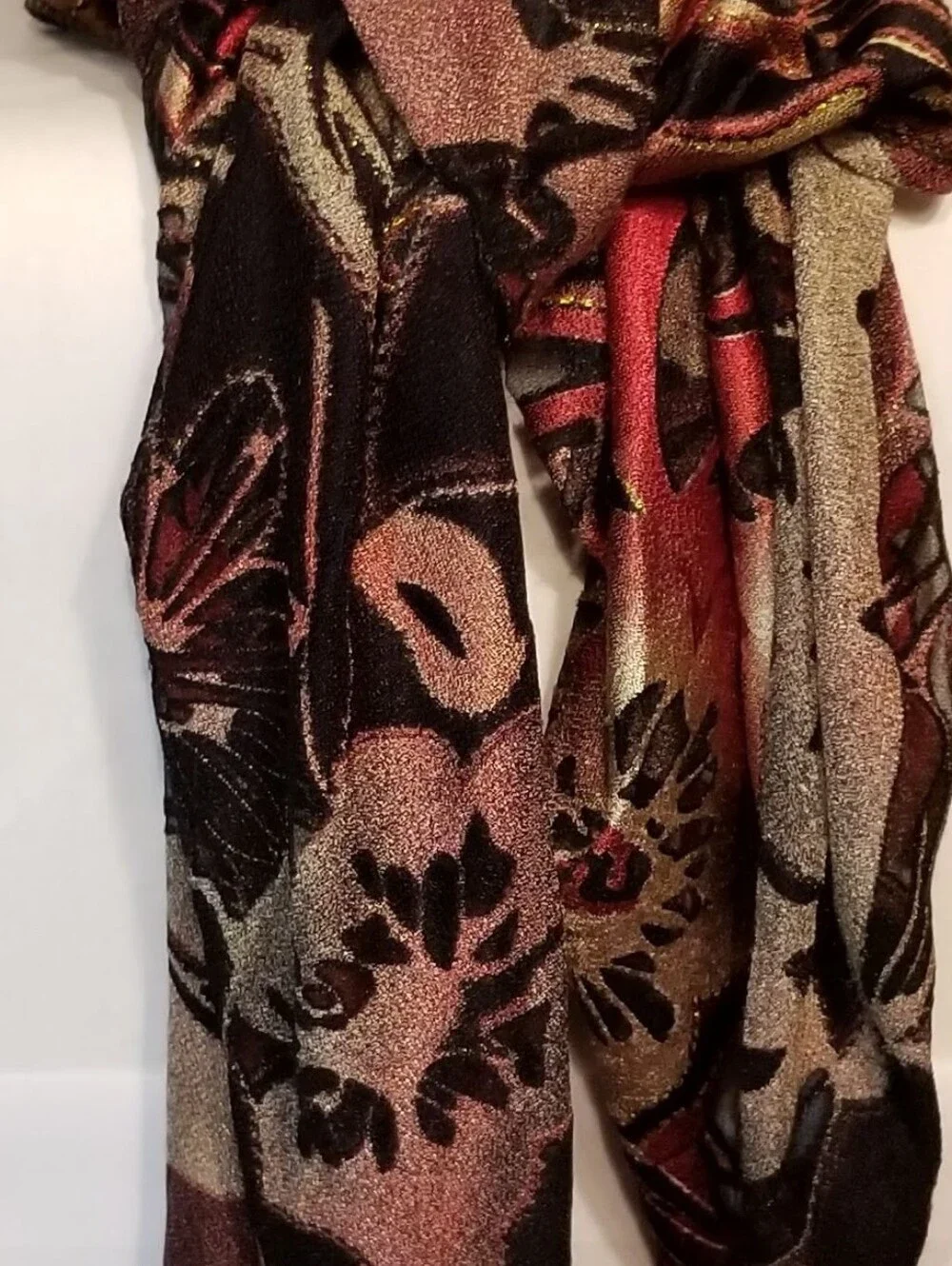 Metallic Burnt Orange & Black Patterned Scarf Rich Colors That Scream FALL